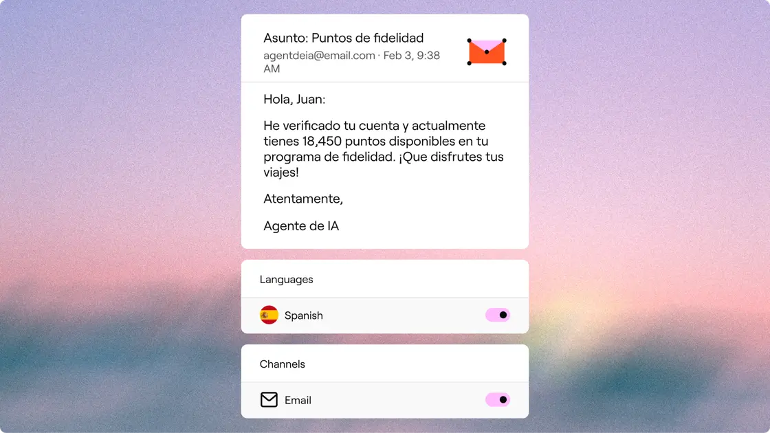 An AI agent replying in Spanish across email and messaging